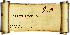Jálics Aranka névjegykártya